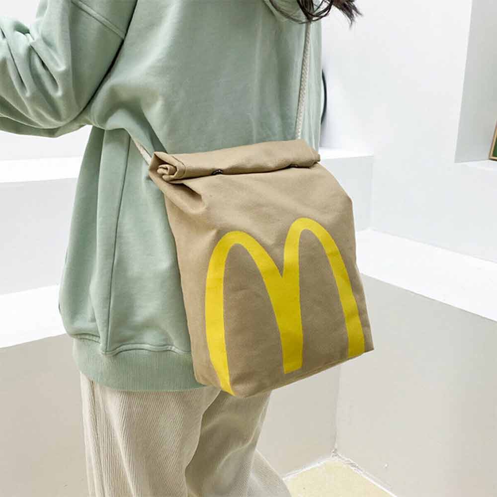 Mcdonald's School Bag Paper Backpack Female Large-Capacity College Students Class Leisure Little Red Book Sa