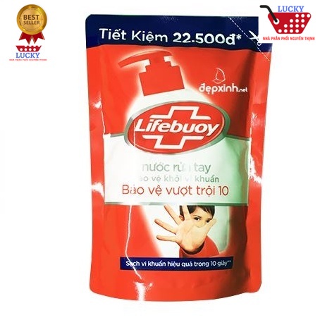 Nước Rửa Tay Lifebuoy 400g/ túi Sạch khuẩn 99,9%, an toàn cho mọi da tay