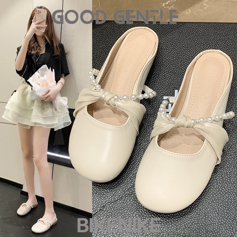 BIKENIKE Giày búp bê dép nữ 2023 NEW Mùa hè Vintage England phong cách thiết lập Mary Jane đơn giày23080802