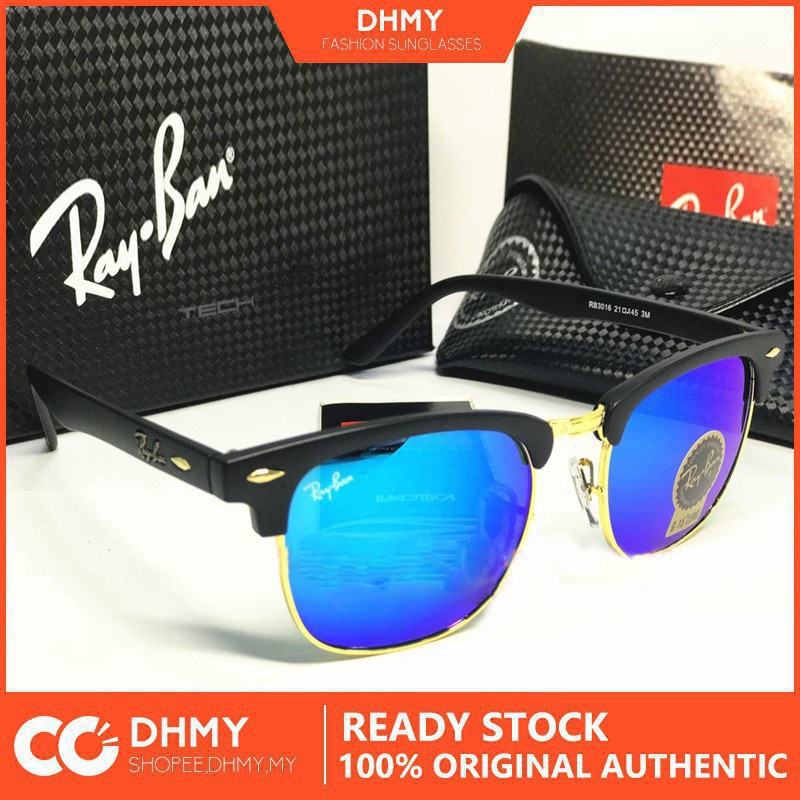 Rayban Thời Trang rb3016 black clubmaster blues