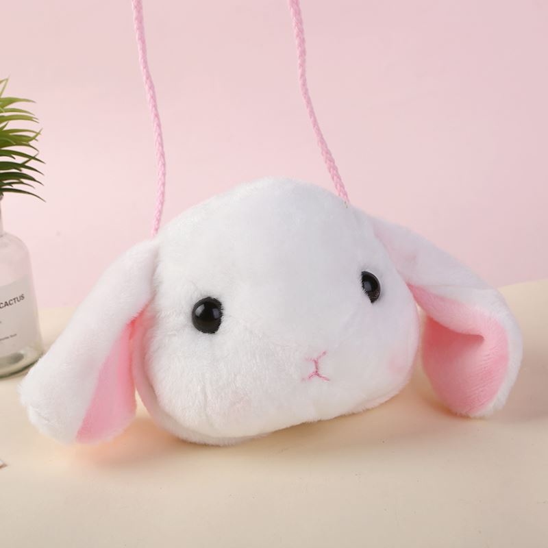 Túi Đeo Chéo Hình Đầu Thỏ Nhồi Bông Dễ Thương Phong Cách Hàn Quốc Dành Cho Nữ