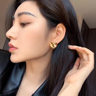 Bông tai nữ Bông tai thắt nút hình trái tim Thời trang Bông tai hình trái tim vàng 14K
