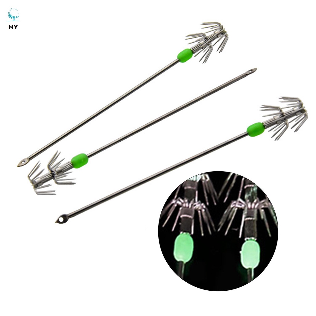 Bộ 10 Móc Câu Cá Hình Mực Phát Sáng