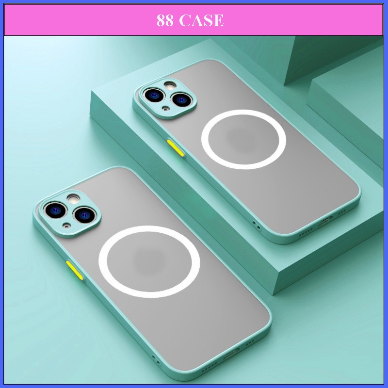 Ốp Lưng Từ Tính iphone Nhám Viền Xanh Lá 15promax 14 promax 13 promax 12 promax 11 pro max- 88 Case