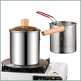 Nồi Chiên Bằng Thép Không Gỉ 304 Có Nắp Đậy Ráo Dầu