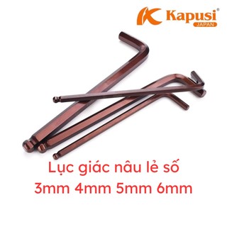 Lục giác lẻ Kapusi Japan chất liệu S2 các cỡ 3mm 4mm 5mm 6mm, lục giác đầu bi đủ các size, lục lăng siết ốc đủ cỡ