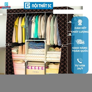 Tủ vải treo quần áo cho không gian nhỏ hẹp, tủ vải đa năng sắp xếp đồ đạc nhà cửa gọn gàng khung kim loại chắc chắn