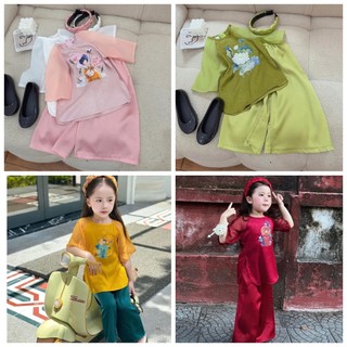 Bộ bà ba cách tân in hình điệu đà dành cho bé gái 10-28kg
