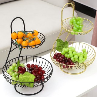 Spot# Two-Layer Fruit Basket Internet Celebrity Snack and Fruit Plate Creative Modern Living Room Home Multi-Layer Fruit Plate Nordic Ins Fruit Plate 12cc