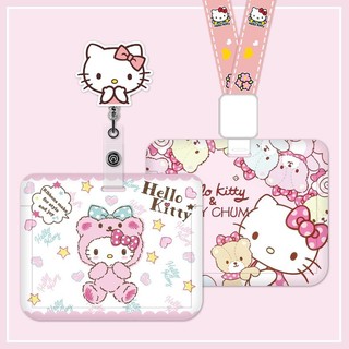 Phiên Bản Ngang kitty Đựng Thẻ Bác Sĩ Y Tá Sinh Viên Huy Hiệu Dễ Thương Dễ Thương Kéo Khóa Thẻ Bữa Ăn Có Thể Thu Vào Thẻ ID Xe Buýt