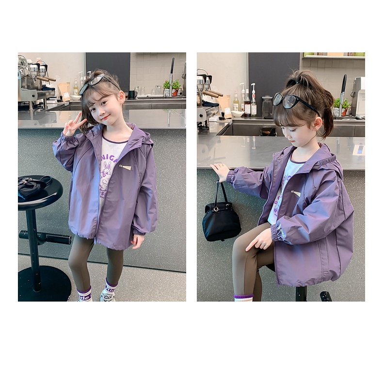 Áo Khoác Thể Thao Có Mũ Trùm Phong Cách Mới Thời Trang Xuân Thu 2023 Cho Bé Gái