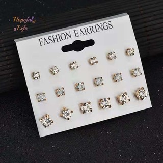 Set 9 đôi bông tai đính đá thời trang cho nữ