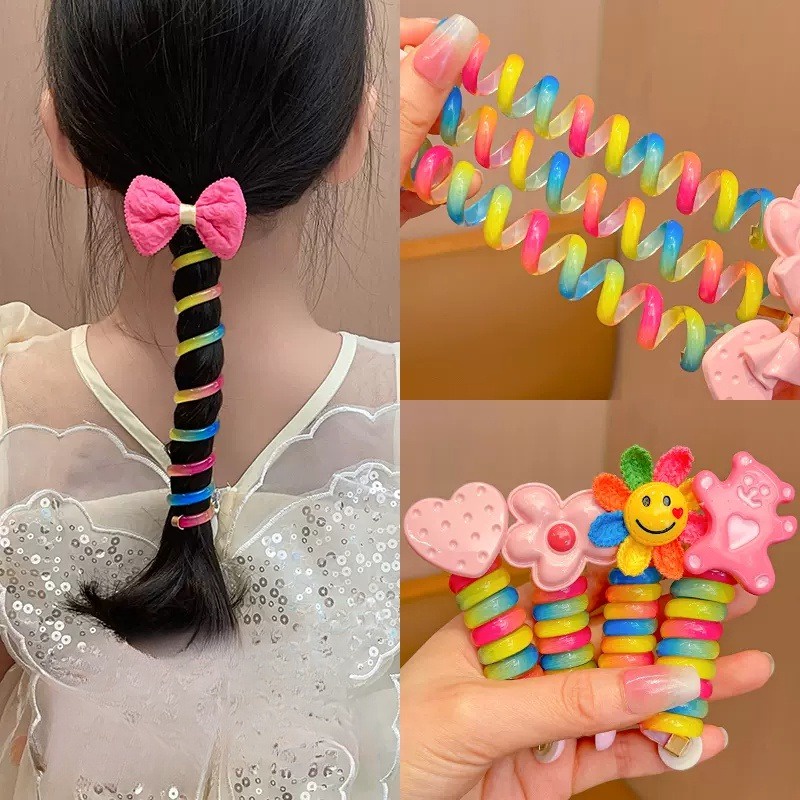 Dây Buộc Tóc Đuôi Ngựa Hình Hoa Hoạt Hình Nhiều Màu Sắc Cho Bé Gái