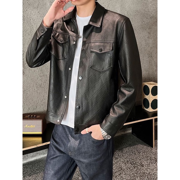 Áo Khoác Da Mỏng In Hình Cá Tính Thời Trang Xuân Thu 2023 Cho Nam