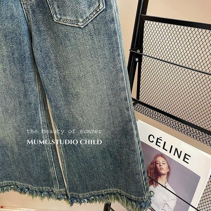 Quần Jean Dài Lưng Cao Màu Sắc Đơn Giản Thời Trang Mùa Thu Phong Cách Hàn Quốc Cho Bé Gái