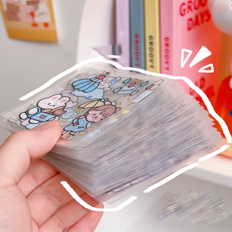 8 set hộp 100 tấm sticker 1000 hình dán chống nước nhiều phong cách cute dễ thương OUYOUVN