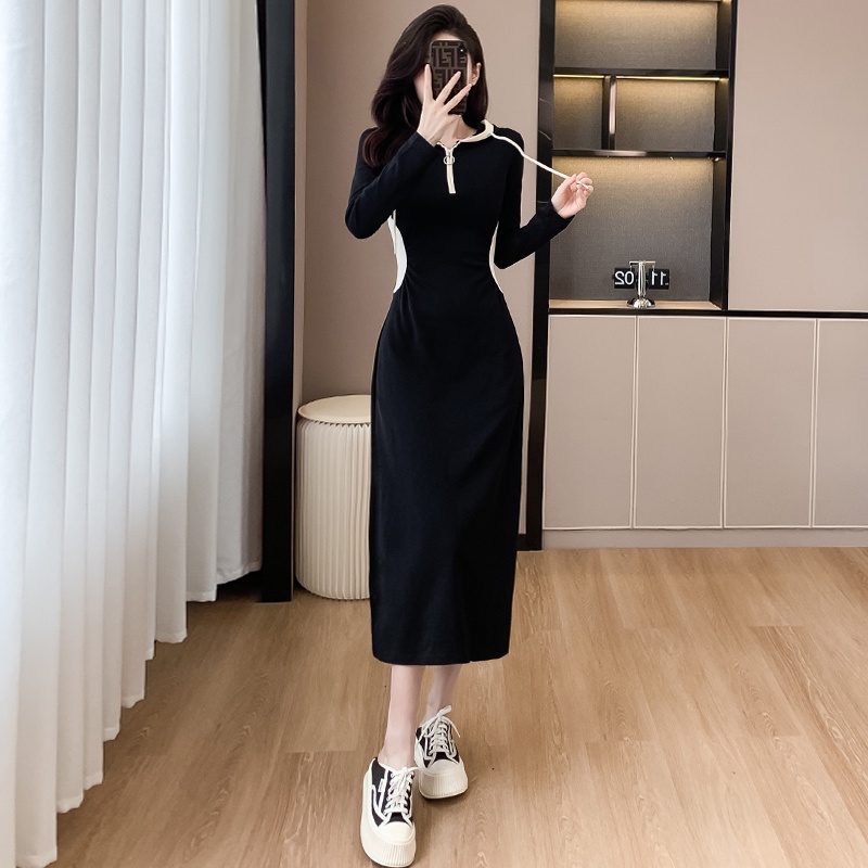 Đầm Đen Dài Qua Gối Tay Dài Có Mũ Trùm Đầu size s-3xl Thời Trang Mùa Thu 2023 Cho Nữ
