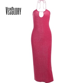 VesGlory Đầm Maxi Nữ Thời Trang Màu Trơn In Tắt Vai Cao Cấp Ôm Bodycon Rộng Vặn