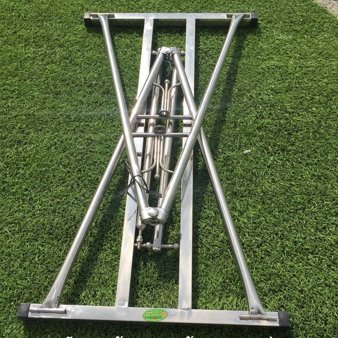 Võng xếp inox chân vuông cao cấp kèm lưới to, dày