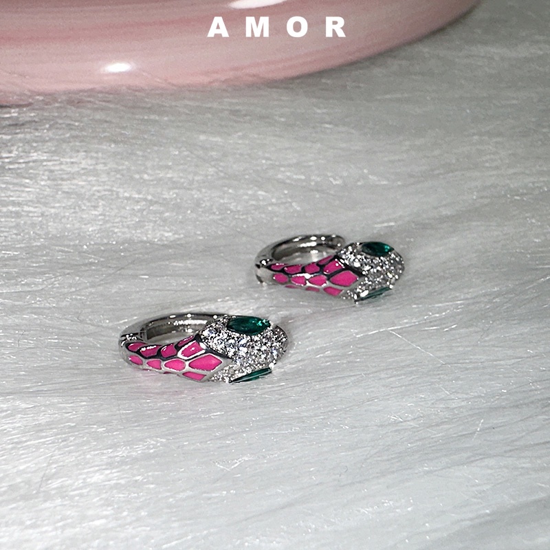 Búp Bê barbie y2k Rắn Tai Đinh Tán Mắt Xanh Hồng