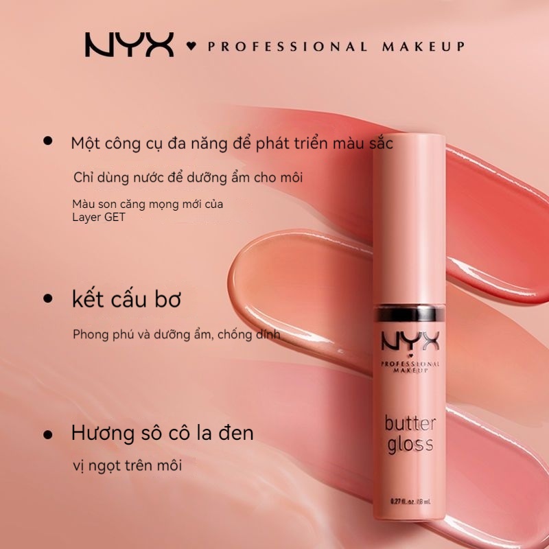NYX Butter Lip Glazed Moisturizing Moisturizing Water Gloss Lipstick Mật ong không khí Glass Lip Durable Lip Glazed