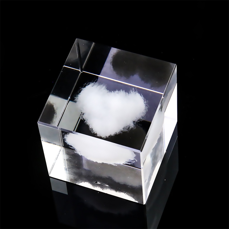 Khối Pha Lê Thủy Tinh laser 40mm Hình Đám Mây Mưa Rơi Vỡ 3d Trang Trí Nhà Cửa