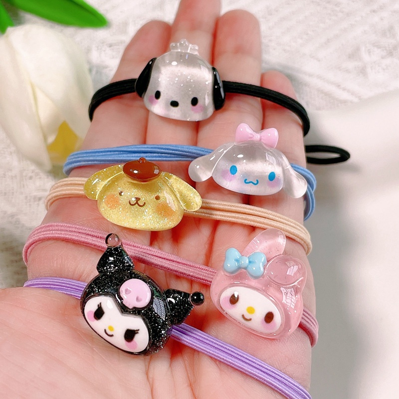 Sanrio Dây Buộc Tóc Cao Su Trong Suốt In Họa Tiết Hoạt Hình melody Cún Comha Đáng Yêu
