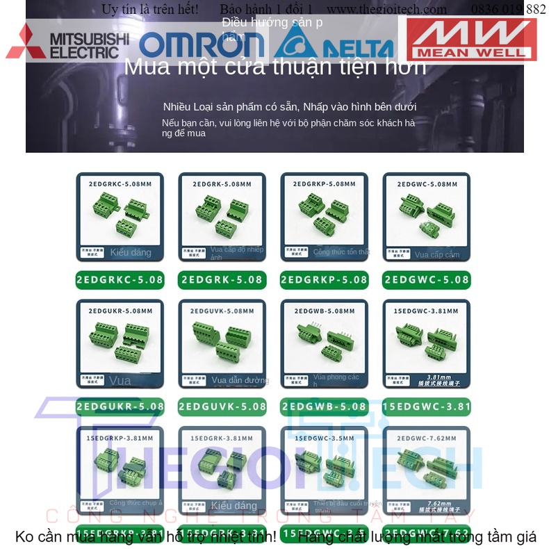 Khớp Nối DOMINO terminal ĐẦU NỐI vặn dây 2 đầu RS2EDG 2EDGRKC-5.08mm Lỗ Cố Định Đực - Cái 2P 3P 4P 5P 6P 7P 8P 9P 10P