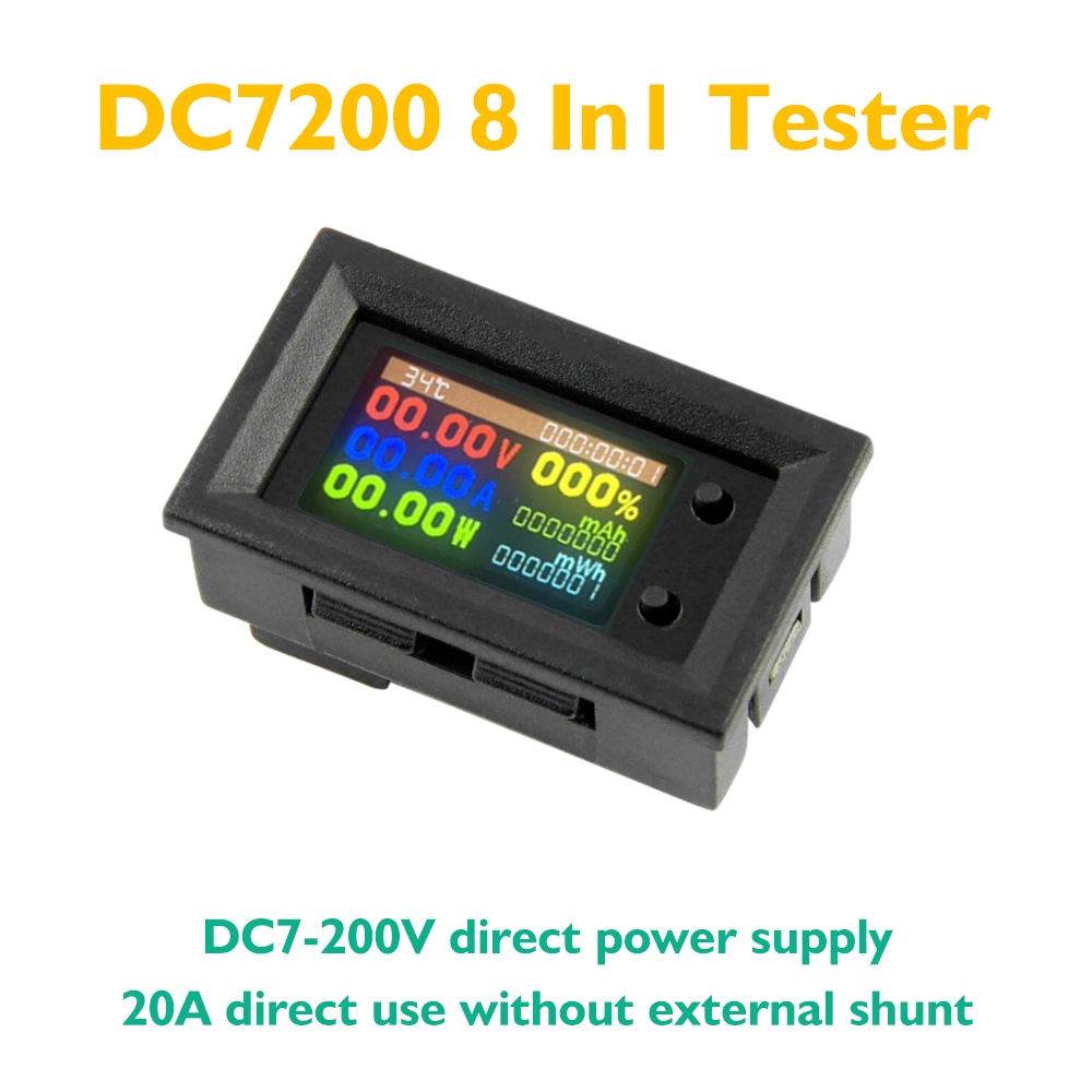 Đồng Hồ Đo Điện Áp Đa Năng 8 Trong 1 dc 7-200v 20a 1.14 "hd ips lcd