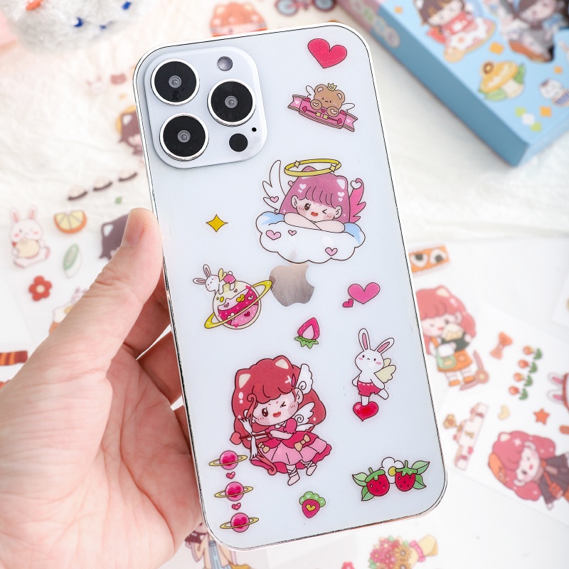 - Nhãn dán sticker 100 tờ dễ thương cho bé, nhãn dán dễ thương, đồ văn phòng phẩm