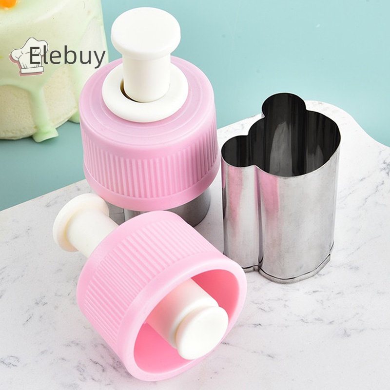 Khuôn cắt bánh quy ELEBUY mini dạng nhấn bằng thép không gỉ đa năng cho trẻ em