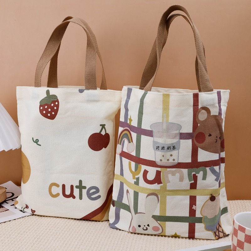 Dễ Thương Túi tote canvas In Họa Tiết Hoạt Hình Phong Cách Nhật Bản Cho Nữ
