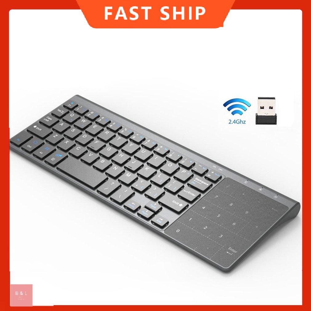 Bàn phím mini không dây USB 2.4GHz mỏng có bàn di chuột số Bàn phím số cho máy tính bảng, máy tính xách tay