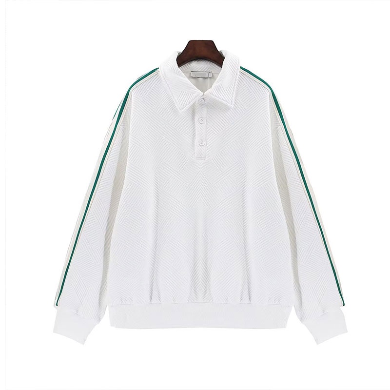 Áo sweater polo Dáng Rộng Họa Tiết Kẻ Sọc Màu Tương Phản Thời Trang Cho Nam