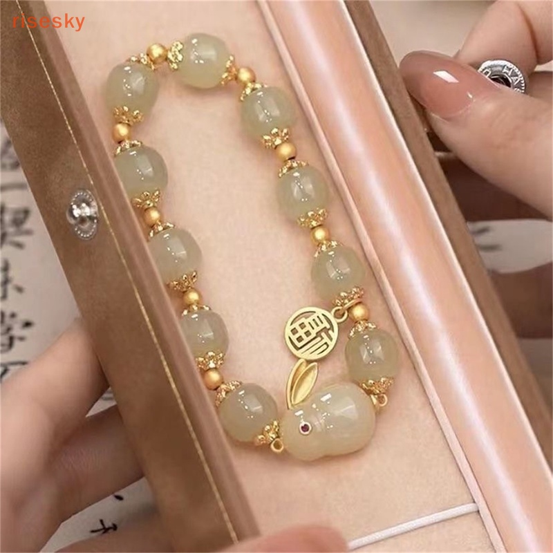 Vòng Tay Hạt Đá Tự Nhiên Mặt Thỏ May Mắn Thời Trang Cho Cặp Đôi