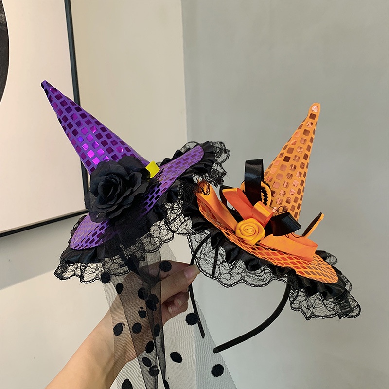 ♕ Halloween Mũ phù thủy Băng đô Phù thủy Cosplay Mũ bí ngô Vòng tóc Trang trí tiệc Halloween cho bé gái Quà tặng Trang trí đầu tiệc ngày lễ