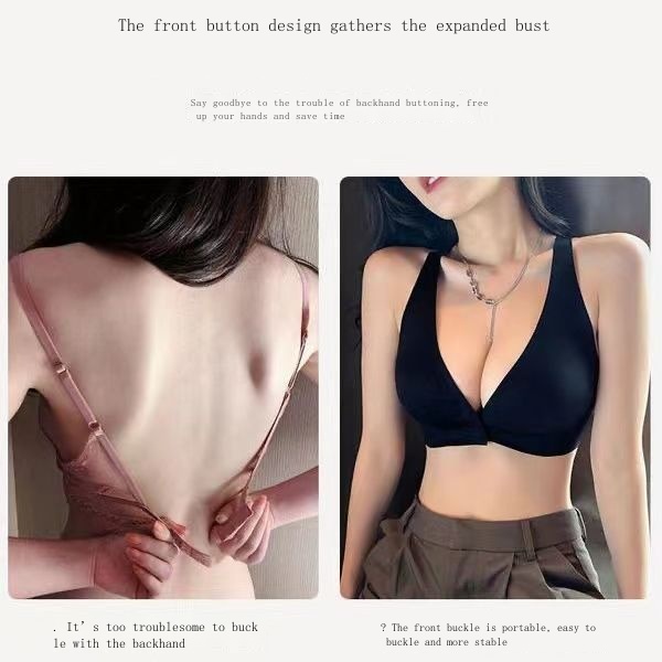 Nuodun Áo Ngực Không Đường May Cài Khóa Trước Siêu Nhẹ Thoáng Khí Không Gọng Thép Màu Trơn