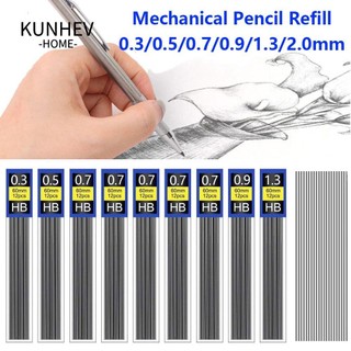  KUNHEV Bộ 6 Hộp Ngòi Bút Chì Cơ Tự Động Ngòi 0.3   0.5   0.7   0.9   1.3   2.0mm Thay Thế Cho Bút Chì Cơ 