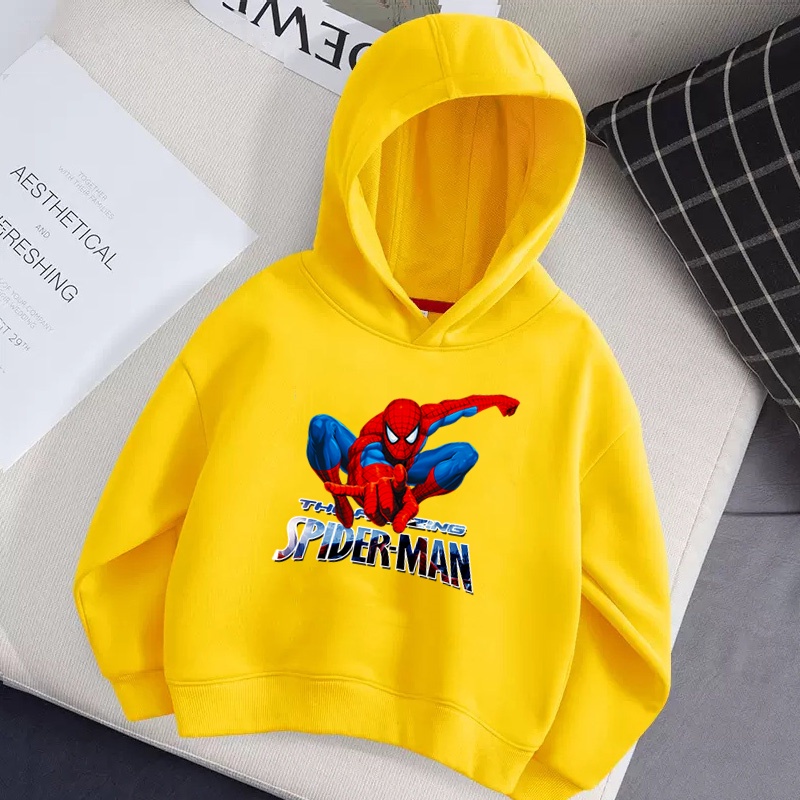 Lolocee Áo hoodie In Hình Người Nhện marvel Thời Trang Mùa Đông Cho Bé Trai