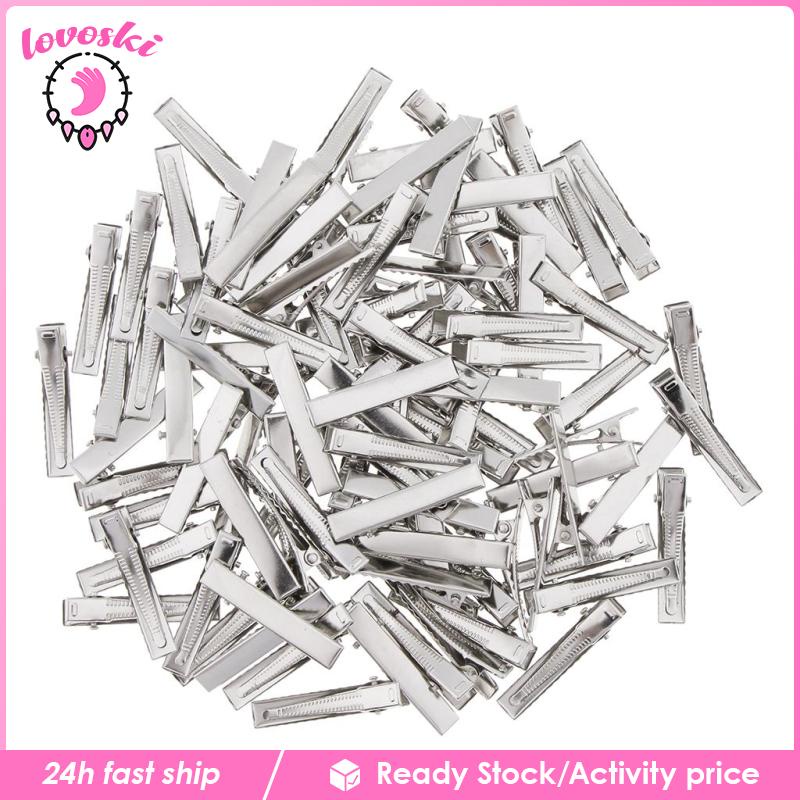 Set 100 Kẹp Tóc Cá Sấu Hình Vuông diy Bằng Kim Loại Cho Bé Gái