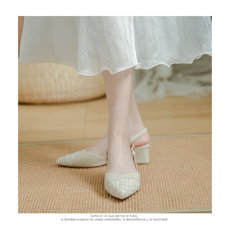 Giày Sandal Cao Gót Mũi Nhọn Phong Cách Pháp