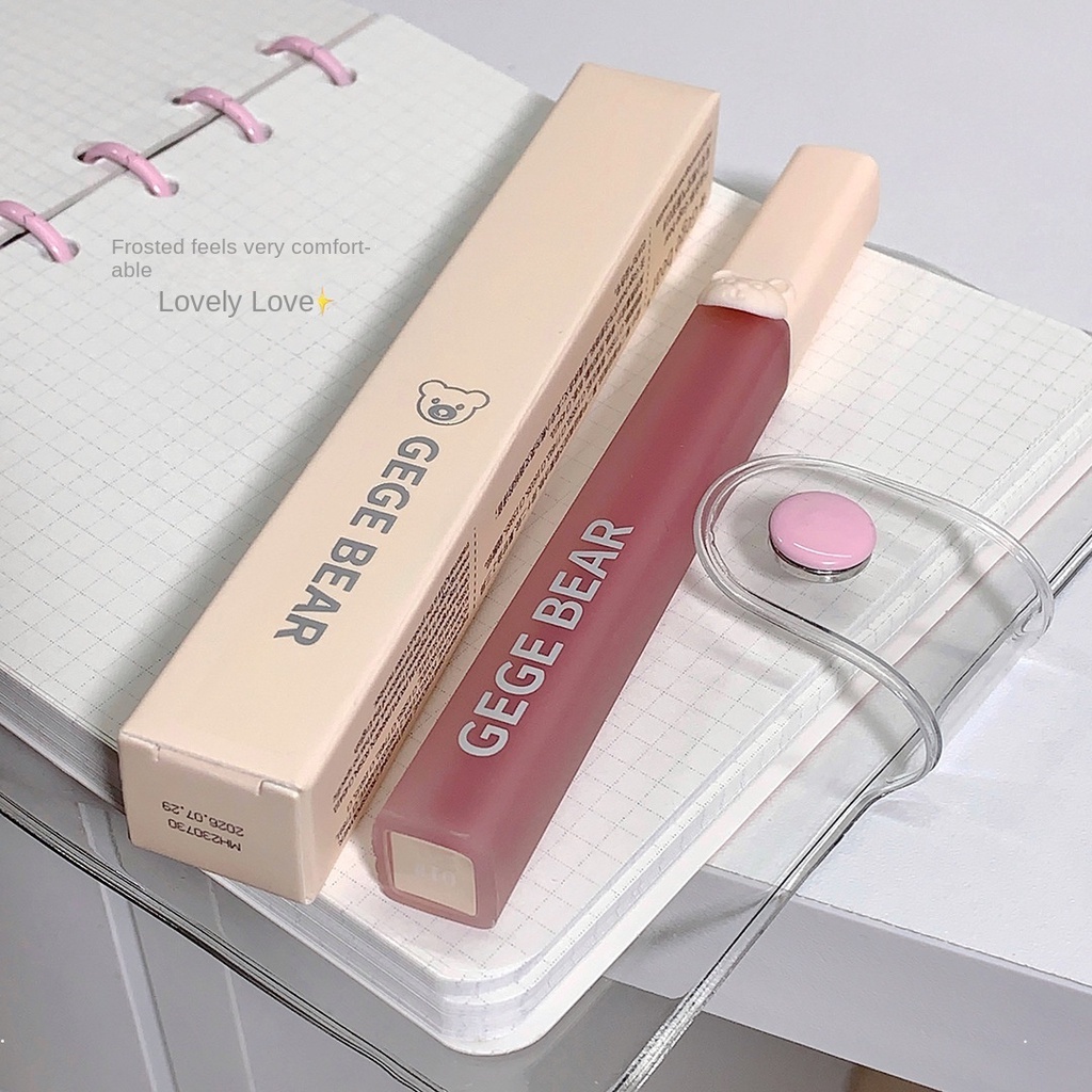 Ge bear Son Môi Màu Nhung Lì Chống Nước Lâu Trôi Không Dễ Phai Hình Gấu Dễ Thương