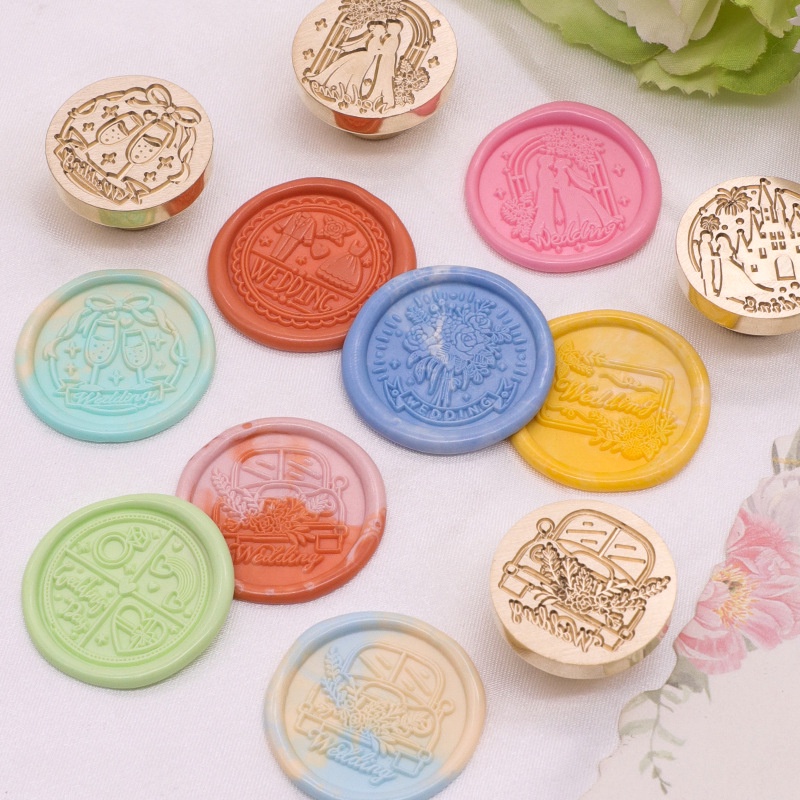 Phong cách đám cưới Vintage chống cháy sơn con dấu sáp con dấu tem đầu DIY phong bì mời thẻ quà tặng bao bì