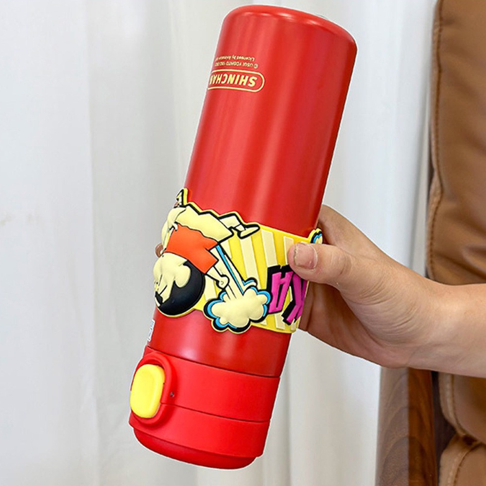 Bình Nước Giữ Nhiệt 450ml Bằng Thép Không Gỉ 304 In Hình Cậu Bé Bút Chì Dễ Thương