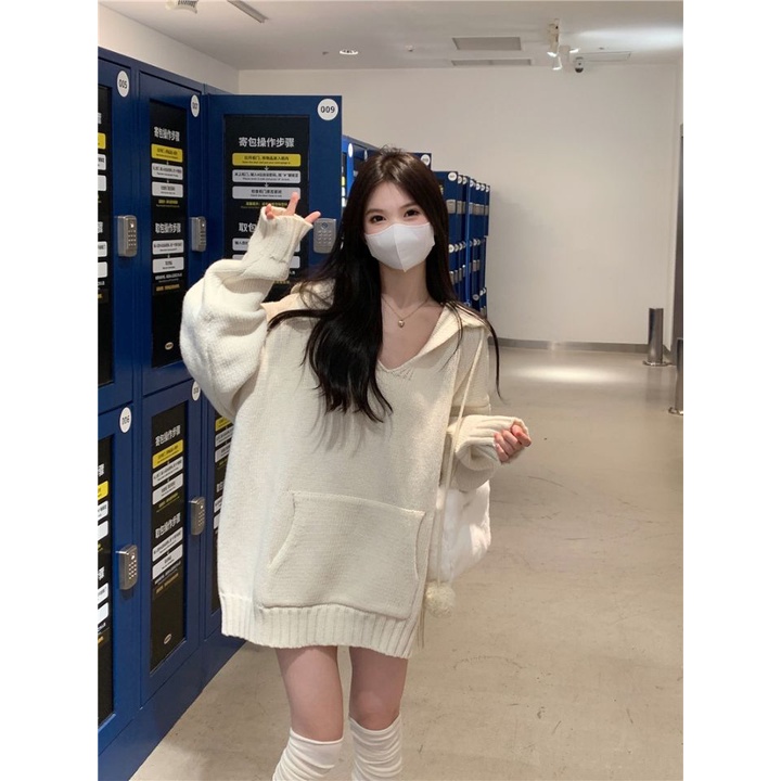 Áo sweater Dệt Kim Dày Dặn Màu Trơn Phong Cách Hàn Quốc Thời Trang Thu Đông Mới Cho Nữ