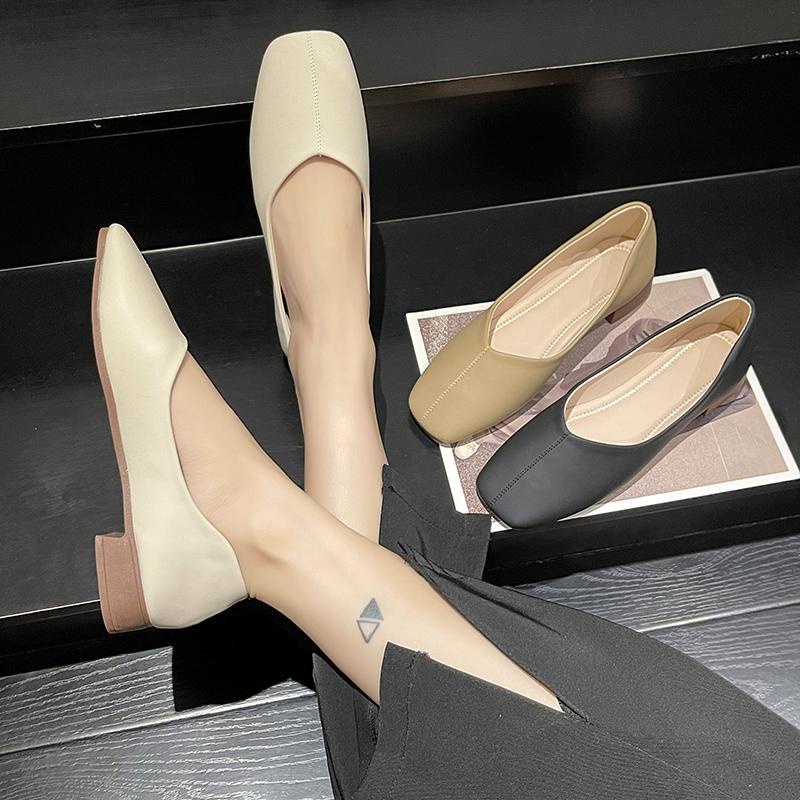 Prowow❤Giày Búp Bê Mũi Vuông Thời Trang Xuân Thu Cho Nữ