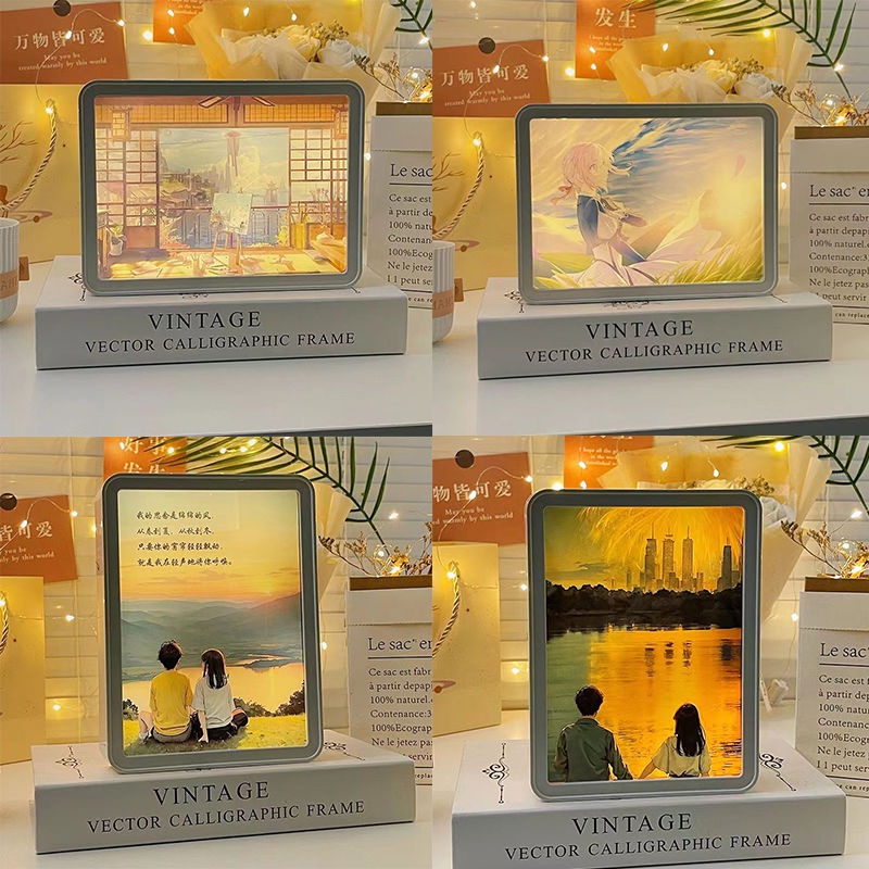 Tranh Vẽ Hiệu Ứng Gương Tùy Chỉnh Ánh Sáng Ban Đêm Cho Bạn Gái / Bạn Bè / Bạn Bè