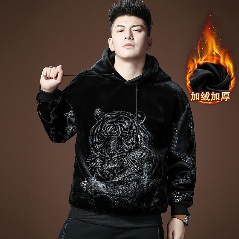 Hàng Châu Âu 2023 Áo sweatshirt Có Mũ Trùm Bằng Nỉ Dày Ấm Áp In Họa Tiết Màu Vàng Kim Thời Trang Mới Mùa Đông