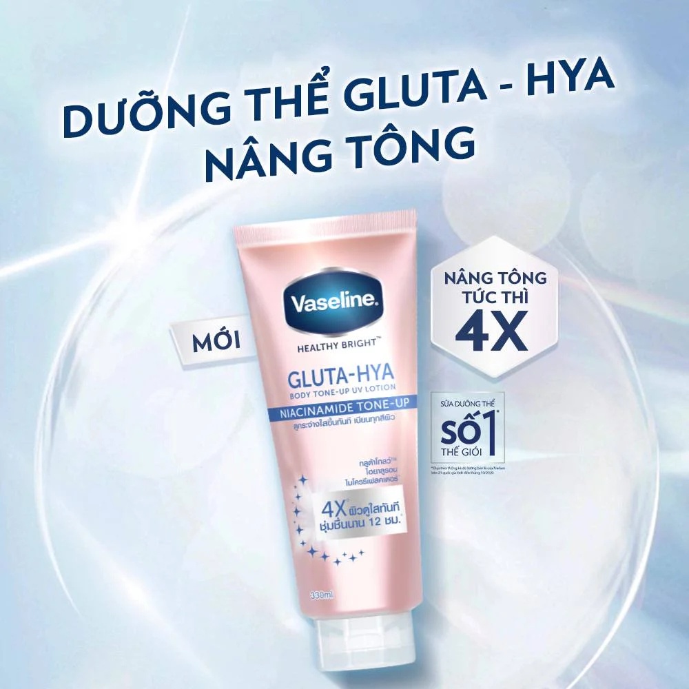 Sữa Dưỡng Thể Vaseline Gluta-Hya 4x Nâng Tông, Sáng Da Tức Thì 300ml Healthy Bright Body Tone-Up