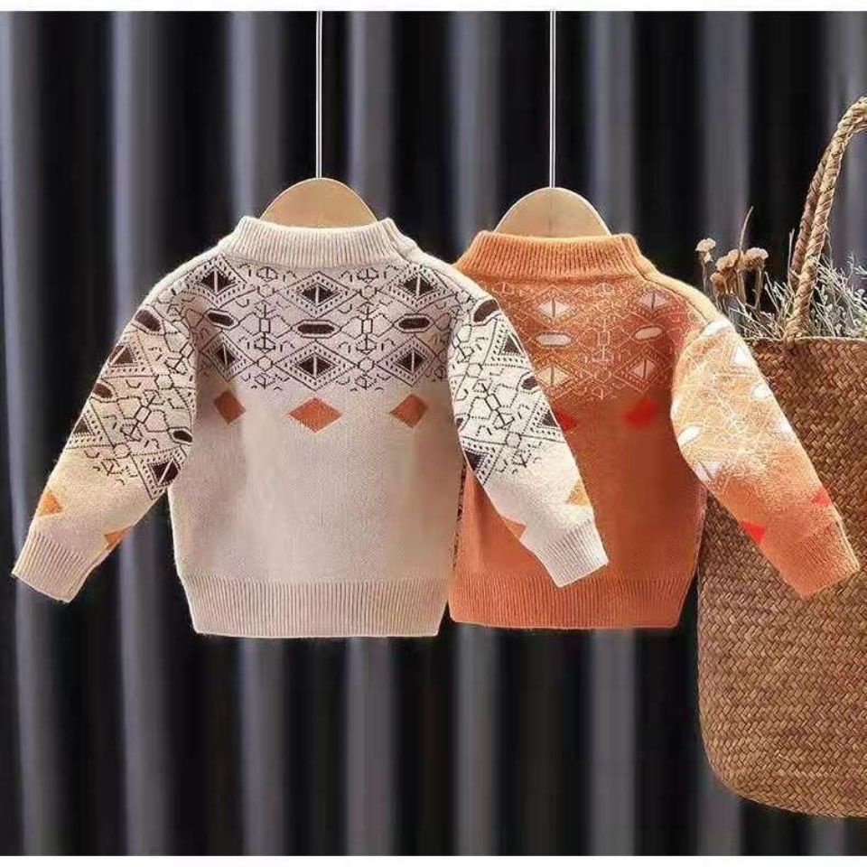 Áo Sweater Vải Nhung Dày Dặn Phong Cách Hàn Quốc Thời Trang Thu Đông 2023 Mới Cho Bé Trai Và Bé Gái